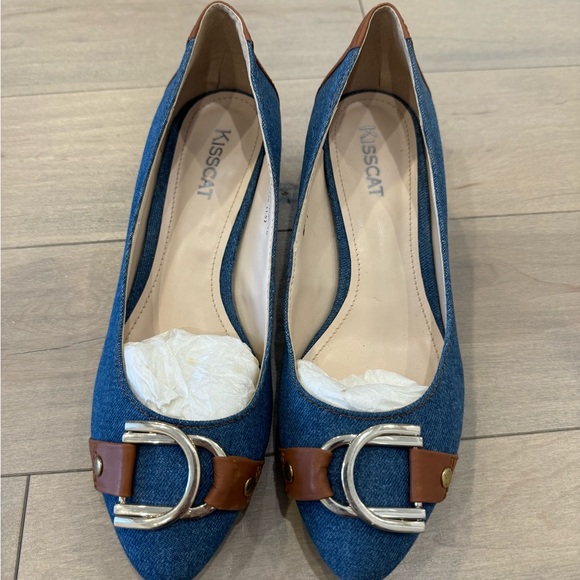 KISSCAT Women Denim Wedge Shoes - Picture 4 of 5